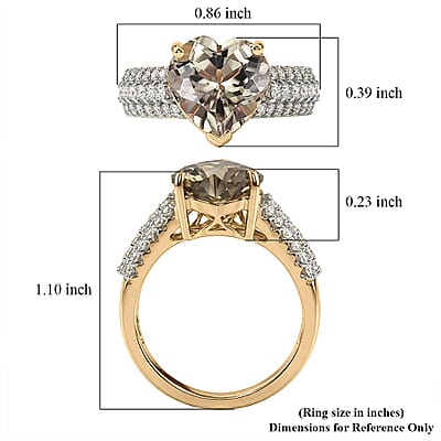 Certified and Appraised AAA Turkizite and Luxuriant Lab Grown Diamond G-H SI 3.56 ctw Ring in 10K Yellow Gold (Size 6.0)