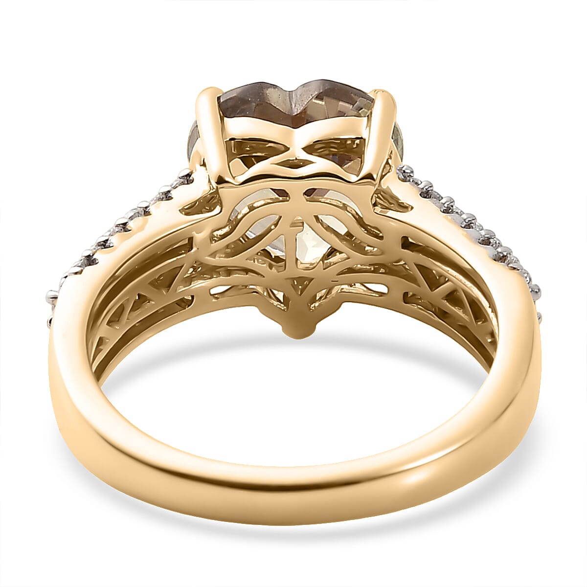 Certified & Appraised 10K Yellow Gold AAA Turkizite ,  Lab Grown Diamond  (G-H, SI) Ring (Size 7.0) 3.56 ctw image number 3