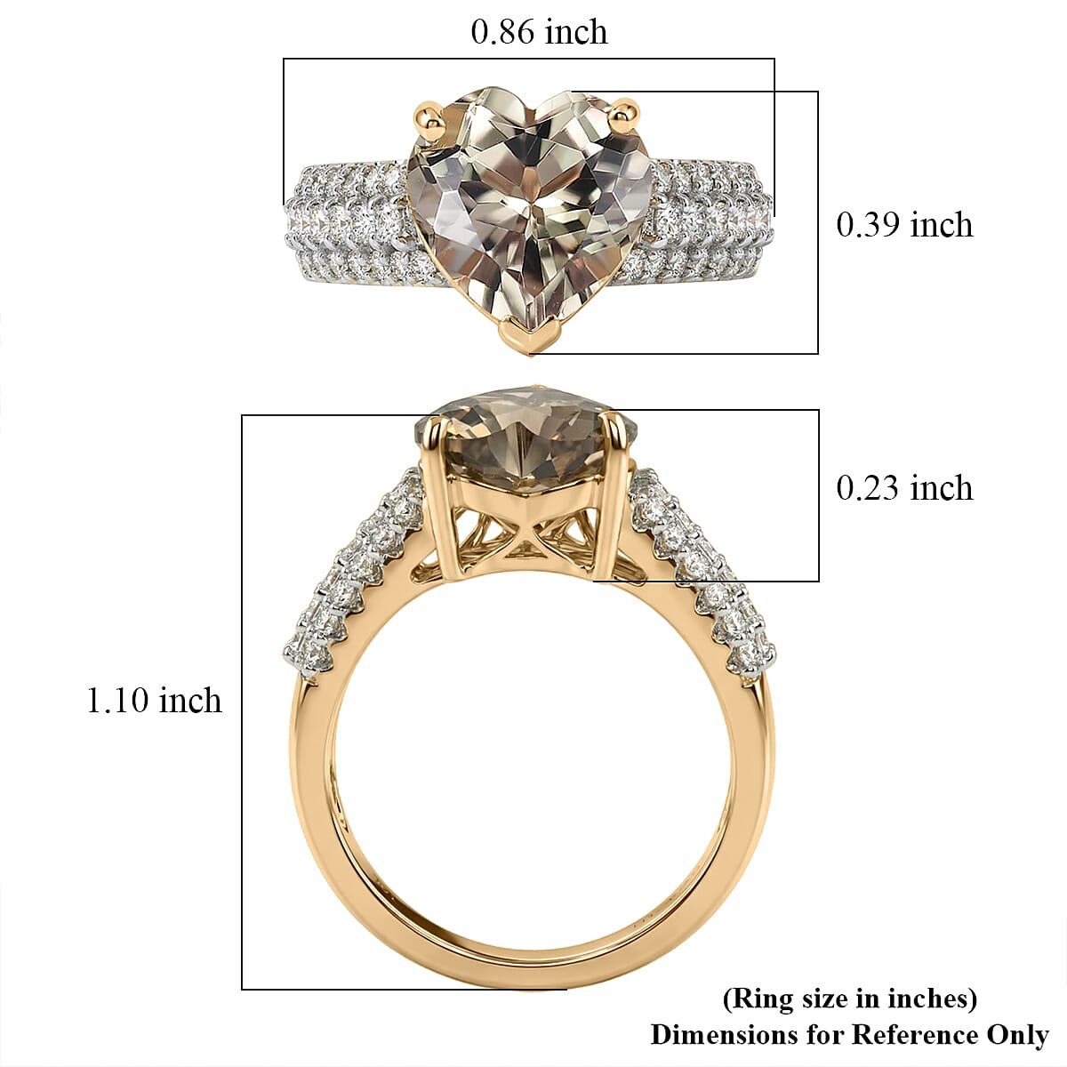 Certified & Appraised 10K Yellow Gold AAA Turkizite ,  Lab Grown Diamond  (G-H, SI) Ring (Size 7.0) 3.56 ctw image number 4
