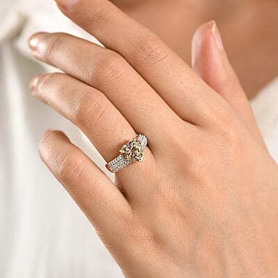 Certified and Appraised AAA Turkizite and Luxuriant Lab Grown Diamond G-H SI 3.56 ctw Ring in 10K Yellow Gold (Size 9.0)