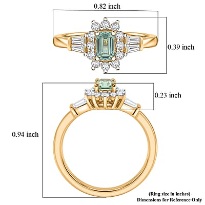 D'Joy Boyaca Colombian Emerald and Moissanite 0.60 ctw Green Fire Crown Ring in 18K Vermeil Yellow Gold Over Sterling Silver (Size 5.0)