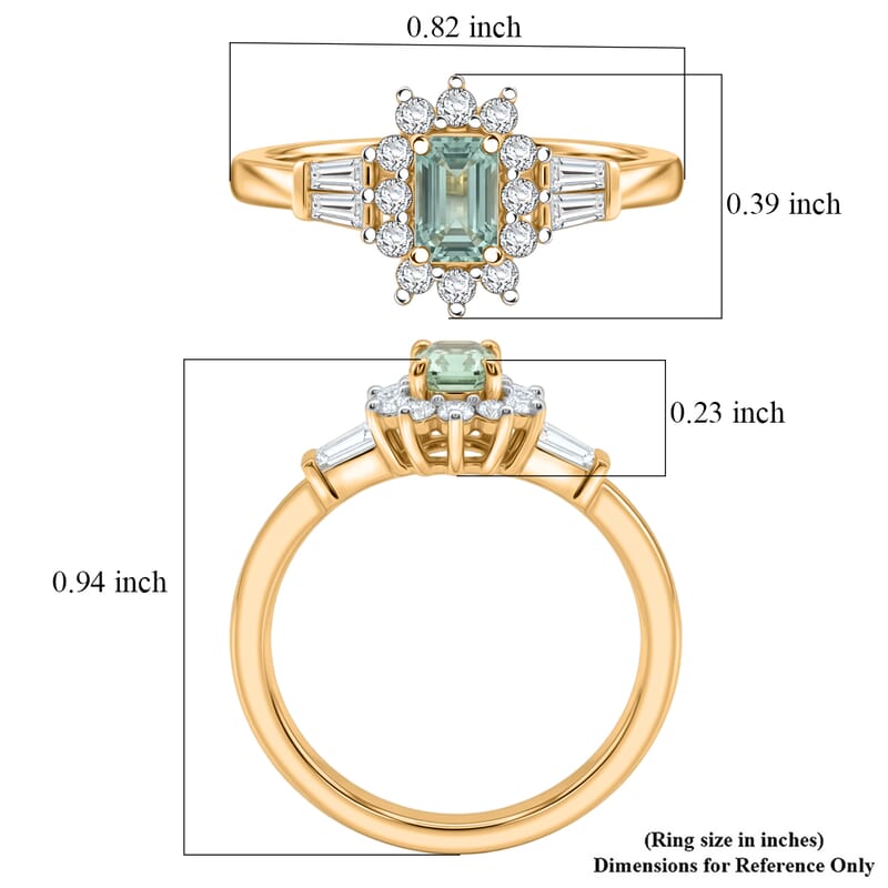 D'Joy Boyaca Colombian Emerald and Moissanite 0.60 ctw Green Fire Crown Ring in 18K Vermeil Yellow Gold Over Sterling Silver (Size 6.0)