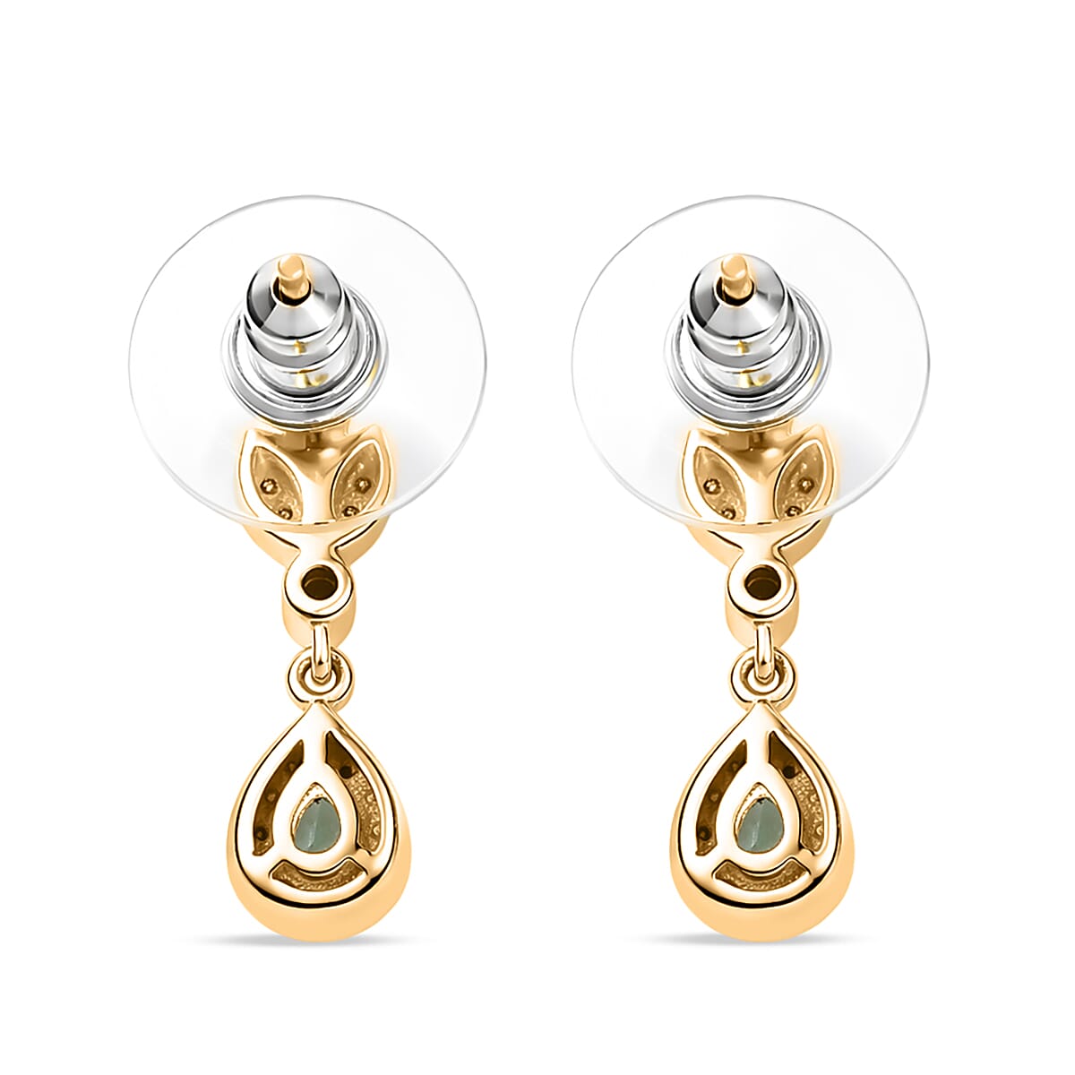 D'Joy Boyaca Colombian Emerald and Moissanite 0.50 ctw Earrings in 18K Vermeil Yellow Gold Over Sterling Silver