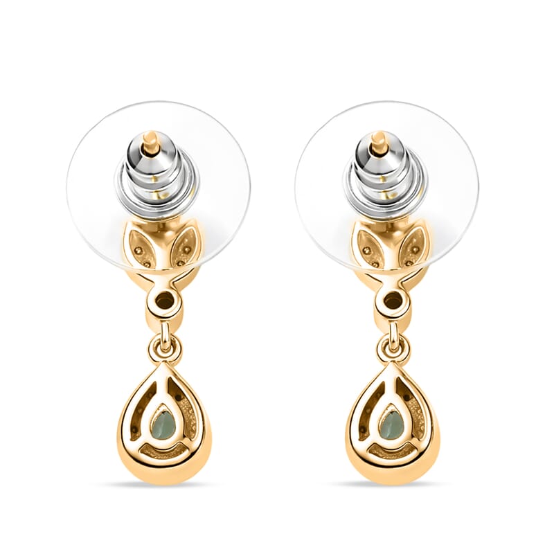 D'Joy Boyaca Colombian Emerald and Moissanite 0.50 ctw Earrings in 18K Vermeil Yellow Gold Over Sterling Silver