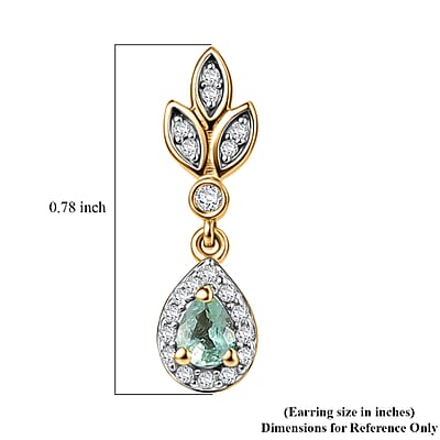 D'Joy Boyaca Colombian Emerald and Moissanite 0.50 ctw Earrings in 18K Vermeil Yellow Gold Over Sterling Silver