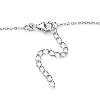 D'Joy Boyaca Colombian Emerald and Moissanite 0.80 ctw Flame Drop Necklace in Rhodium Over Sterling Silver 18-20 Inches