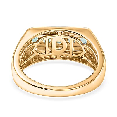 D'Joy Boyaca Colombian Emerald and Moissanite 1.20 ctw Men's Ring in 18K Vermeil Yellow Gold Over Sterling Silver (Size 12.0)
