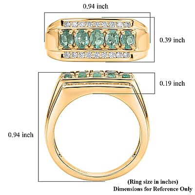 D'Joy Boyaca Colombian Emerald and Moissanite 1.20 ctw Men's Ring in 18K Vermeil Yellow Gold Over Sterling Silver (Size 9.0)
