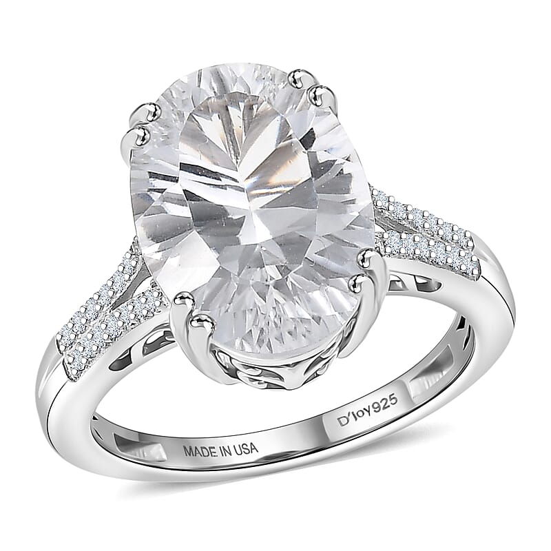 D'Joy White Topaz 7.35 ctw Royal Sparkle Ring in Rhodium Over Sterling Silver (Size 11.0)