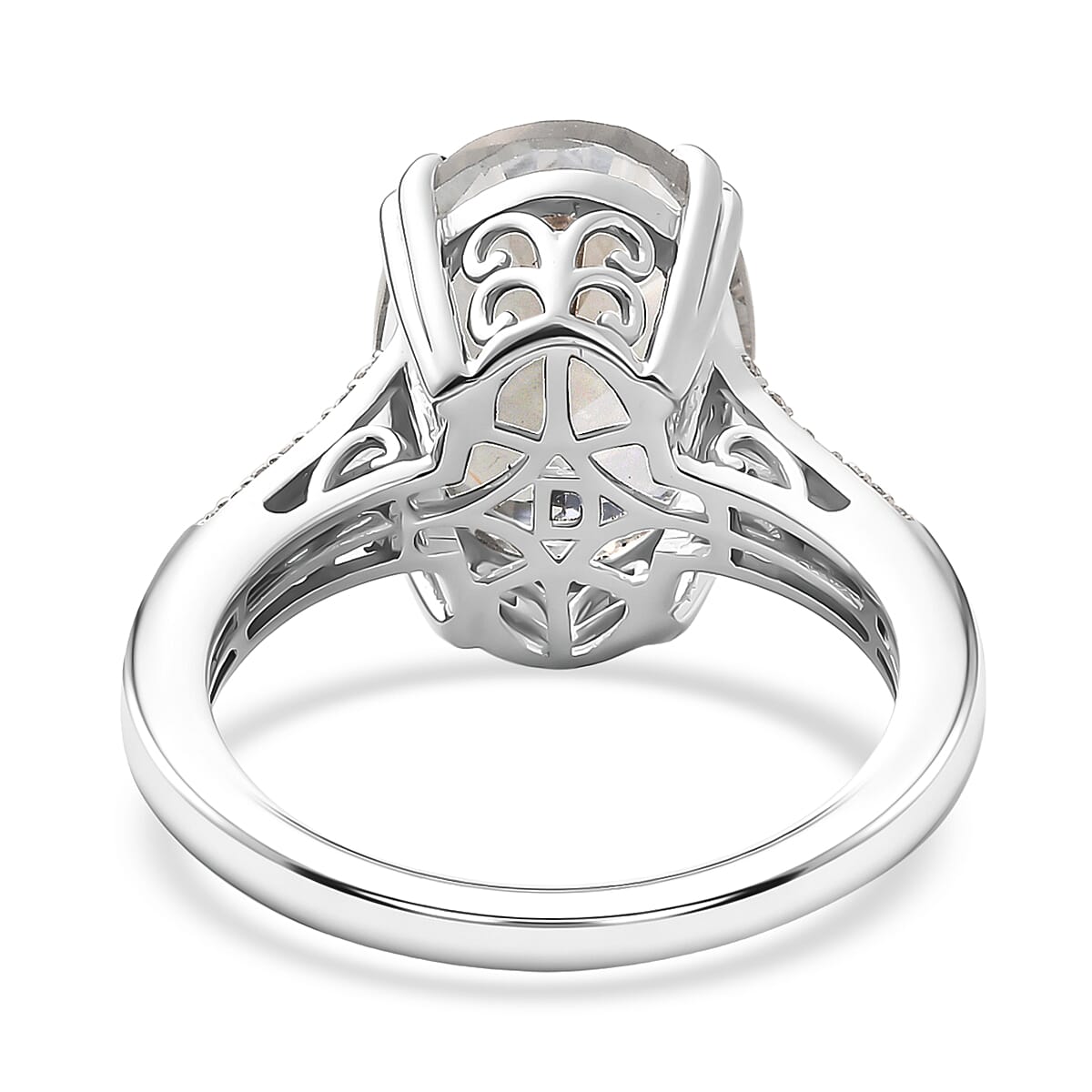 D'Joy White Topaz 7.35 ctw Royal Sparkle Ring in Rhodium Over Sterling Silver (Size 11.0) image number 4