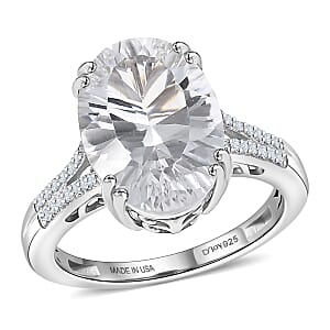 D'Joy White Topaz 7.35 ctw Royal Sparkle Ring in Rhodium Over Sterling Silver (Size 7.0)