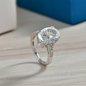 D'Joy White Topaz 7.35 ctw Royal Sparkle Ring in Rhodium Over Sterling Silver (Size 7.0)