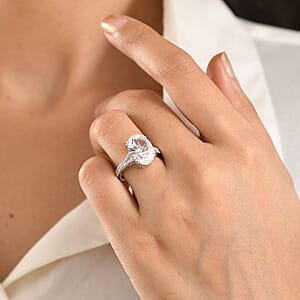 D'Joy White Topaz 7.35 ctw Royal Sparkle Ring in Rhodium Over Sterling Silver (Size 7.0)