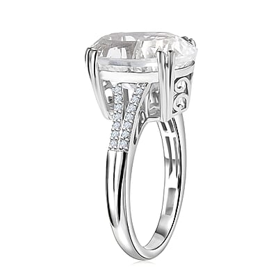 D'Joy White Topaz 7.35 ctw Royal Sparkle Ring in Rhodium Over Sterling Silver (Size 7.0)