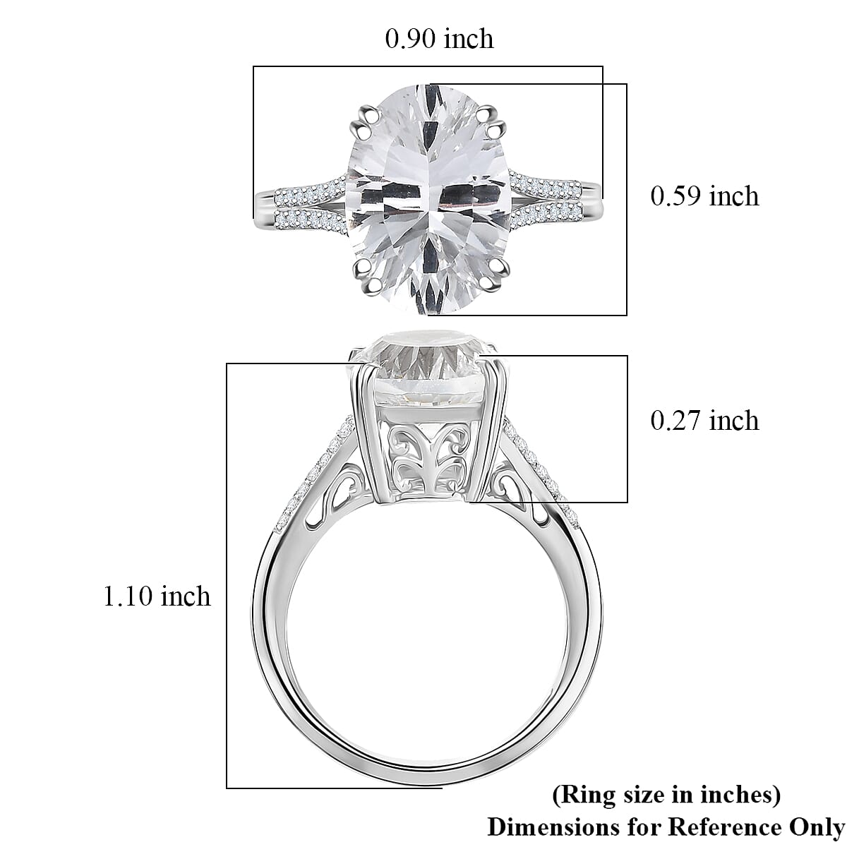 D'Joy White Topaz 7.35 ctw Royal Sparkle Ring in Rhodium Over Sterling Silver (Size 7.0) image number 5
