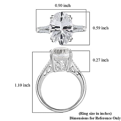 D'Joy White Topaz 7.35 ctw Royal Sparkle Ring in Rhodium Over Sterling Silver (Size 7.0)