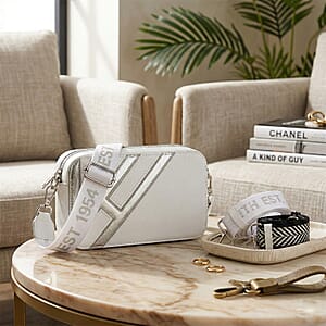 Closeout Vintage Havana White Star Faux Leather Crossbody Bag with Interchangeable Strap