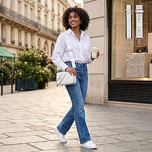 Closeout Vintage Havana White Star Faux Leather Crossbody Bag with Interchangeable Strap