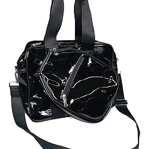Closeout Poppy Patent Black Shoulder Bag and Paddle Bag Set  