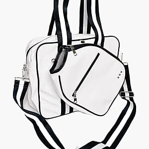 Closeout Poppy Patent White Shoulder Bag and Paddle Bag Set