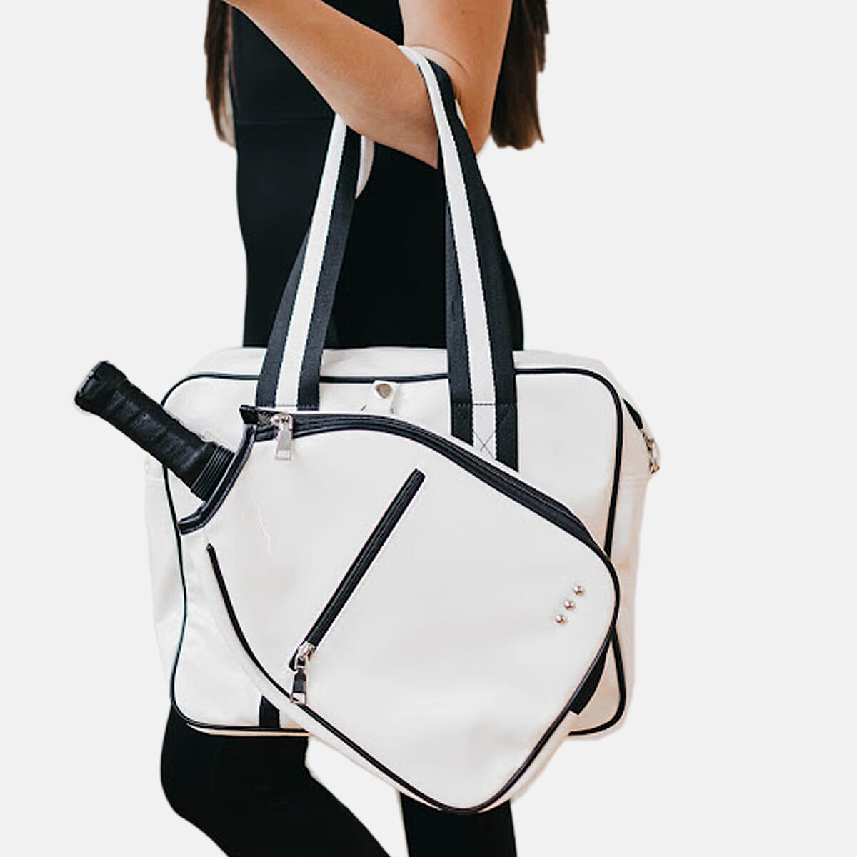 Closeout Poppy Patent White Shoulder Bag and Paddle Bag Set image number 2