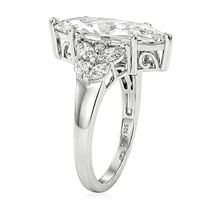 D'Joy Moissanite (Marq 18x7mm) Ring in Rhodium Over Sterling Silver (Size 10.0) 4.25 ctw