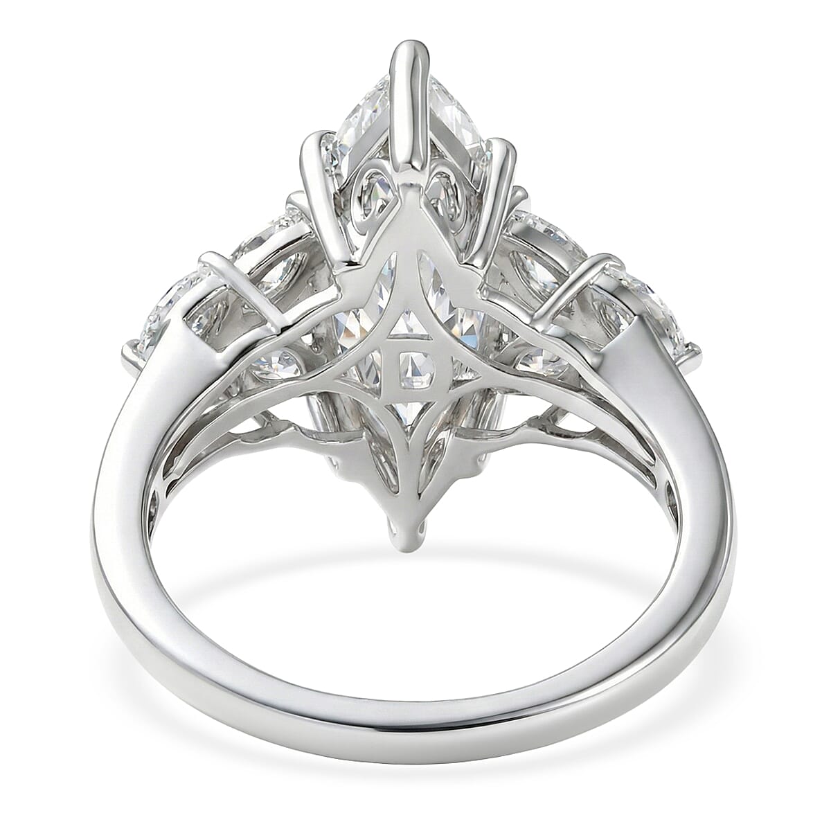 D'Joy Moissanite 4.25 ctw The Forever Marquise Ring in Rhodium Over Sterling Silver (Size 10.0)