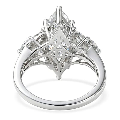 D'Joy Moissanite 4.25 ctw The Forever Marquise Ring in Rhodium Over Sterling Silver (Size 10.0)