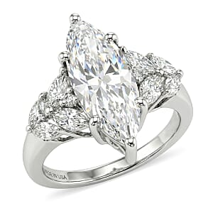 D'Joy Moissanite 4.25 ctw Ring in Rhodium Over Sterling Silver (Size 7.0)
