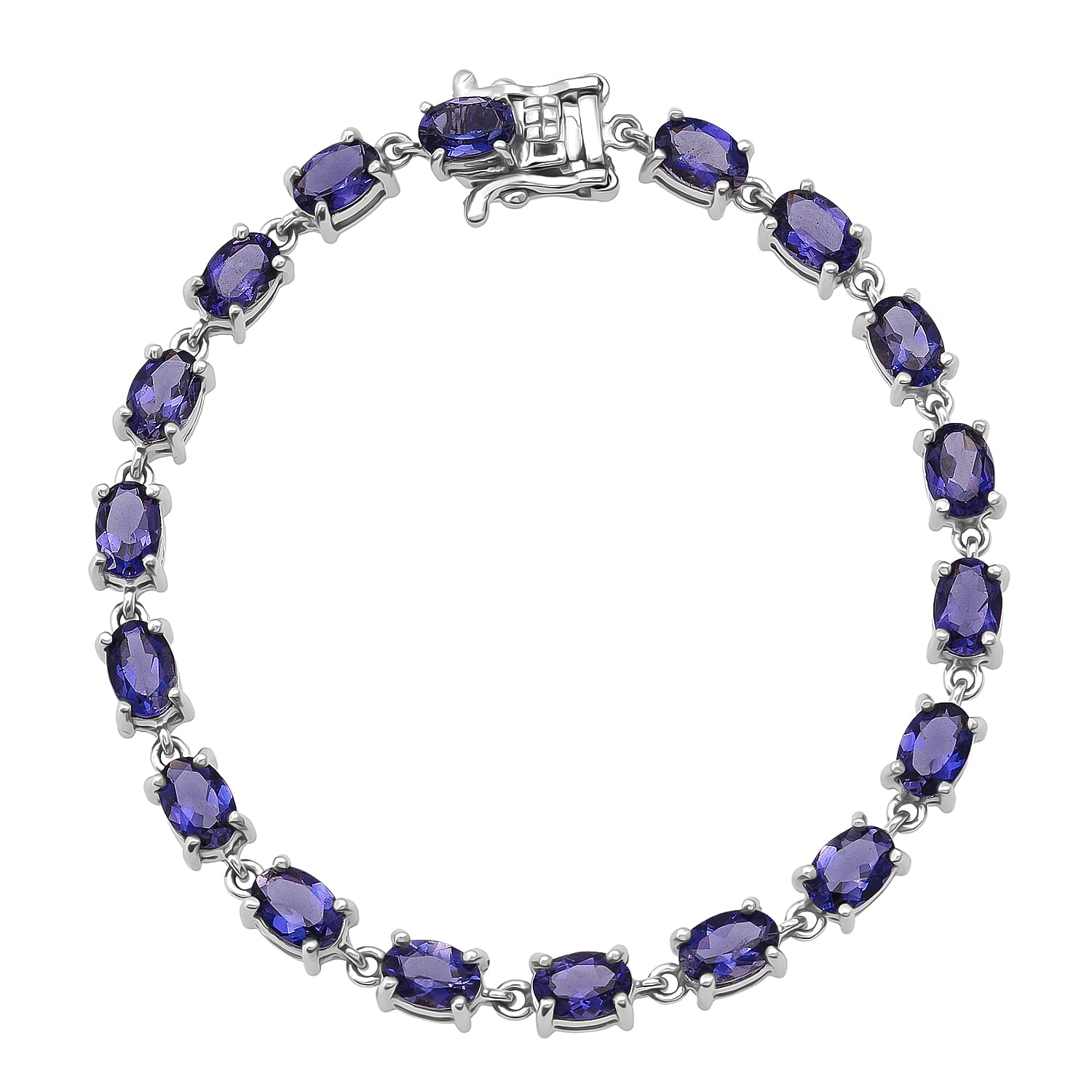 D'Joy Premium Catalina Iolite 7.50 ctw Violet Dynasty Bracelet in Rhodium Over Sterling Silver (6.50 In)