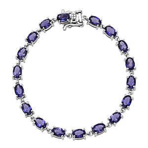 D'Joy Premium Catalina Iolite 7.50 ctw Bracelet in Rhodium Over Sterling Silver (6.50 In)