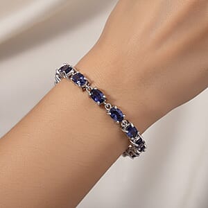 D'Joy Premium Catalina Iolite 7.50 ctw Bracelet in Rhodium Over Sterling Silver (6.50 In)