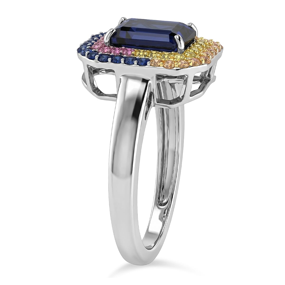 D'Joy Premium Catalina Iolite and Multi Gemstone 2.20 ctw Ring in Rhodium Over Sterling Silver (Size 6.0) image number 3