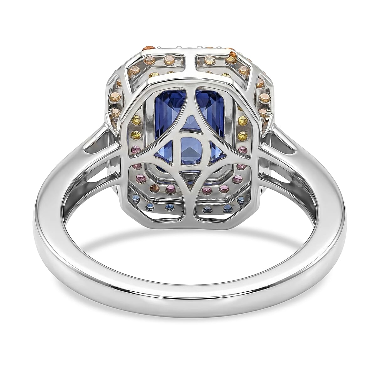 D'Joy Premium Catalina Iolite and Multi Gemstone 2.10 ctw Imperial Spectrum Ring in Rhodium Over Sterling Silver (Size 7.0)