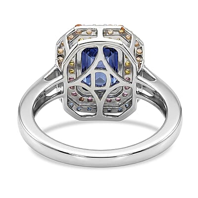 D'Joy Premium Catalina Iolite and Multi Gemstone 2.10 ctw Imperial Spectrum Ring in Rhodium Over Sterling Silver (Size 7.0)