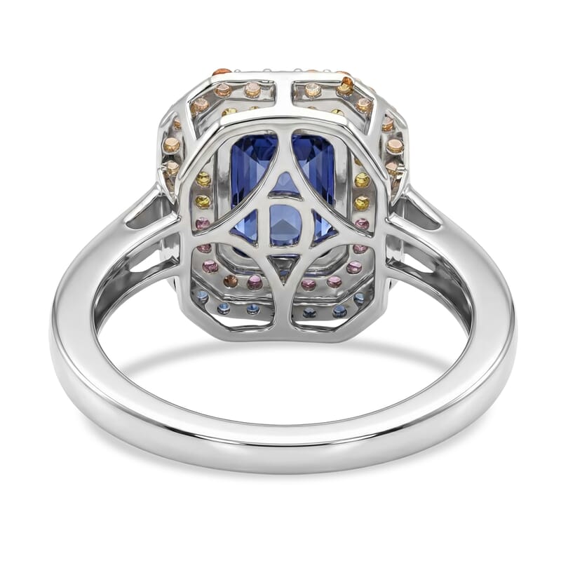 D'Joy Premium Catalina Iolite and Multi Gemstone 2.10 ctw Imperial Spectrum Ring in Rhodium Over Sterling Silver (Size 8.0)