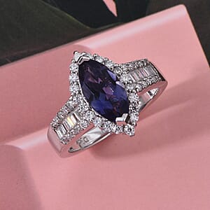 D'Joy Premium Catalina Iolite and Moissanite 2.00 ctw Ring in Rhodium Over Sterling Silver (Size 10.0)