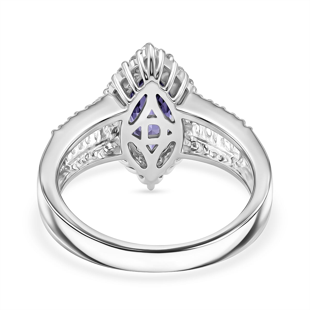 D'Joy Premium Catalina Iolite and Moissanite 2.00 ctw Ring in Rhodium Over Sterling Silver (Size 10.0) image number 4