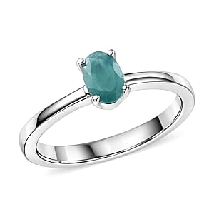 D'Joy Premium Grandidierite 0.50 ctw Solitaire Ring in Rhodium Over Sterling Silver (Size 6.0)