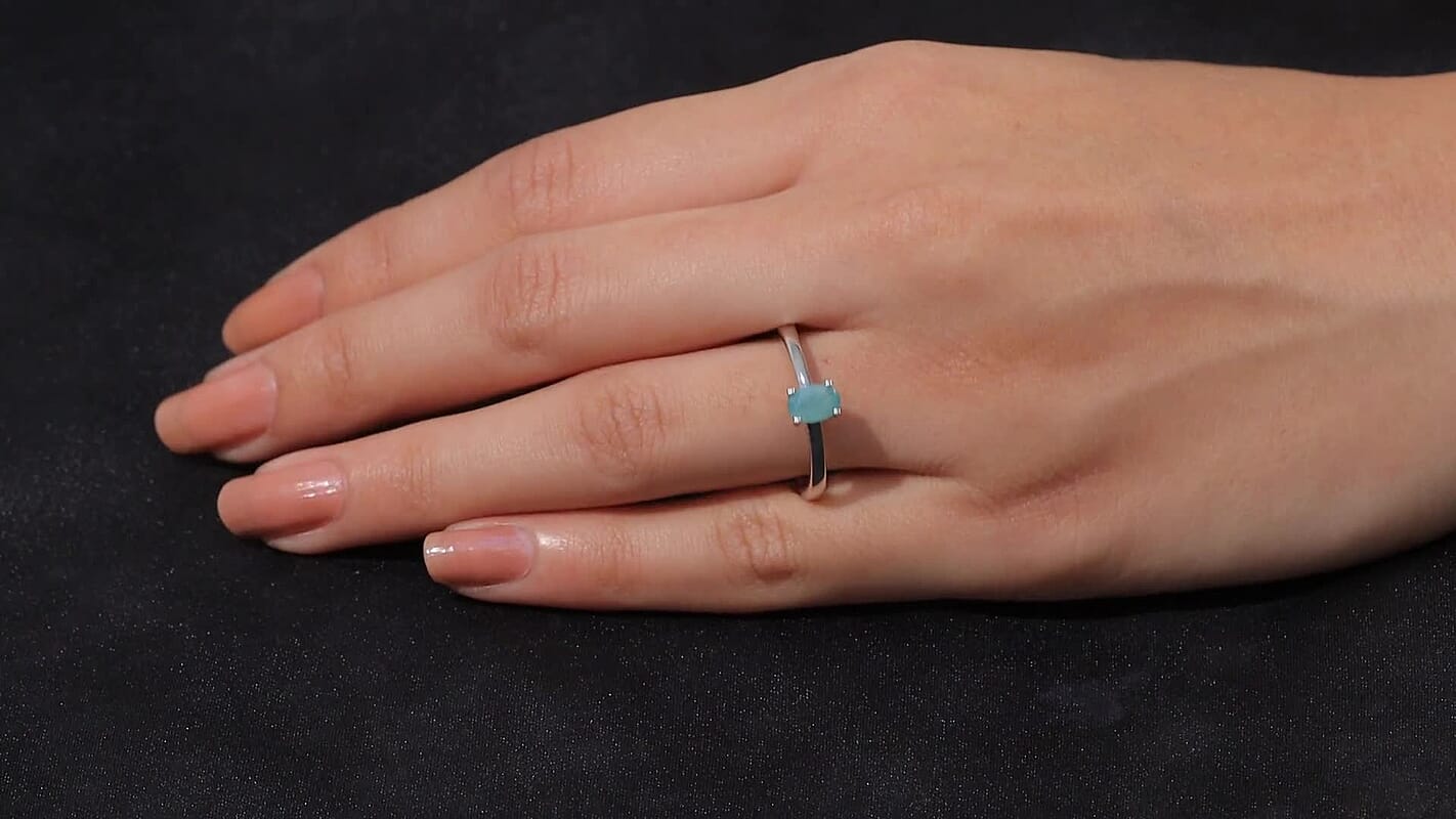 D'Joy Premium Grandidierite Ring in Rhodium Over Sterling Silver (Size 10.0) 0.50 ctw