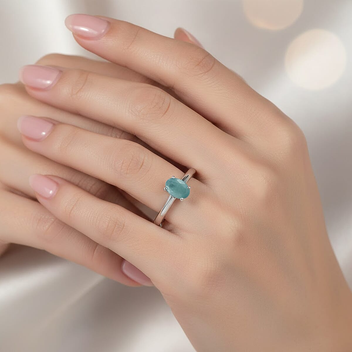 D'Joy Premium Grandidierite 0.50 ctw Ring in Rhodium Over Sterling Silver (Size 7.0) image number 2