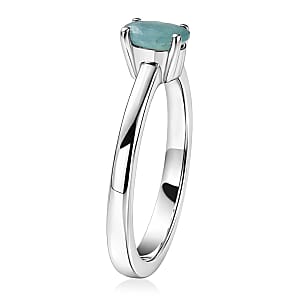D'Joy Premium Grandidierite 0.50 ctw Ring in Rhodium Over Sterling Silver (Size 7.0)