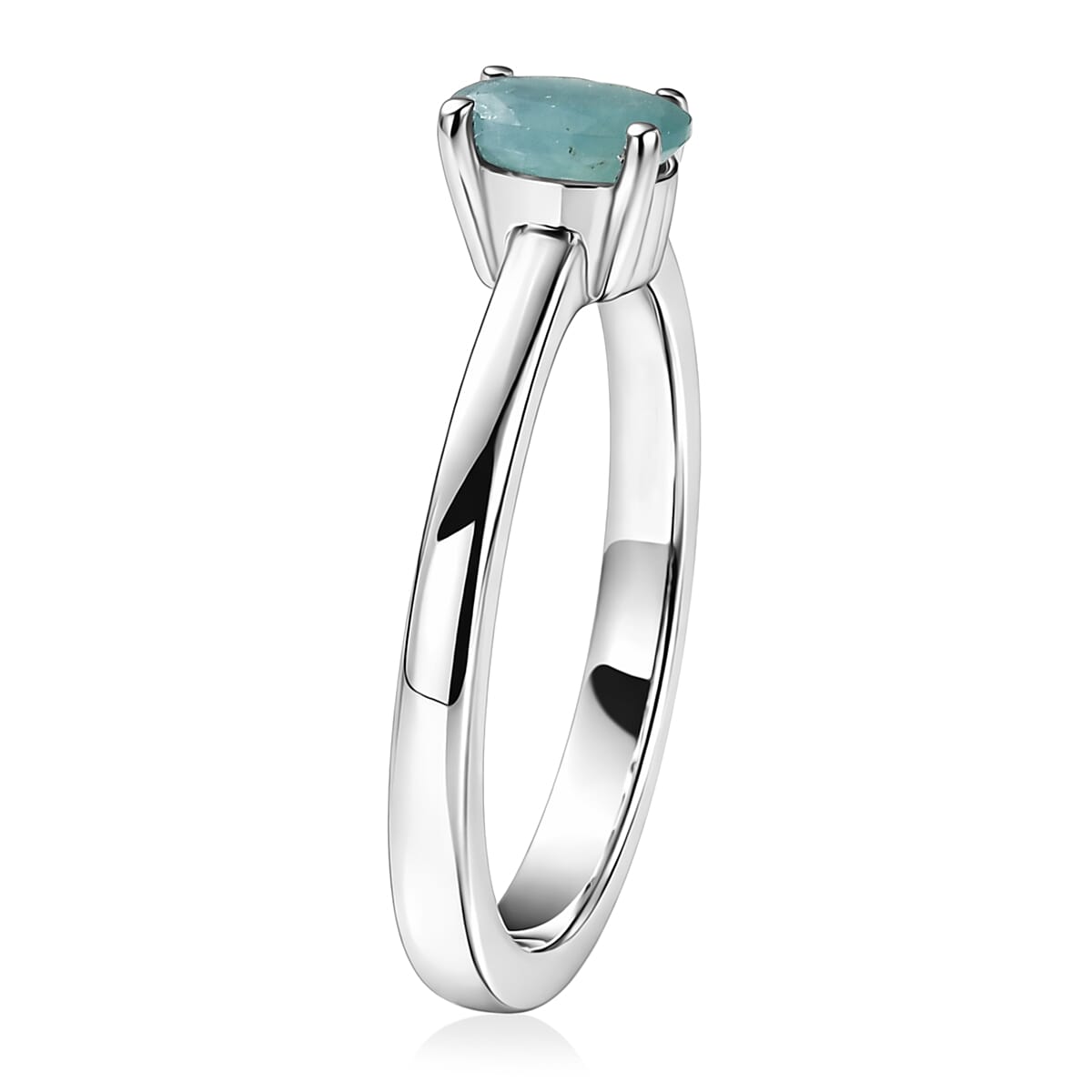 D'Joy Premium Grandidierite 0.50 ctw Solitaire Ring in Rhodium Over Sterling Silver (Size 8.0)