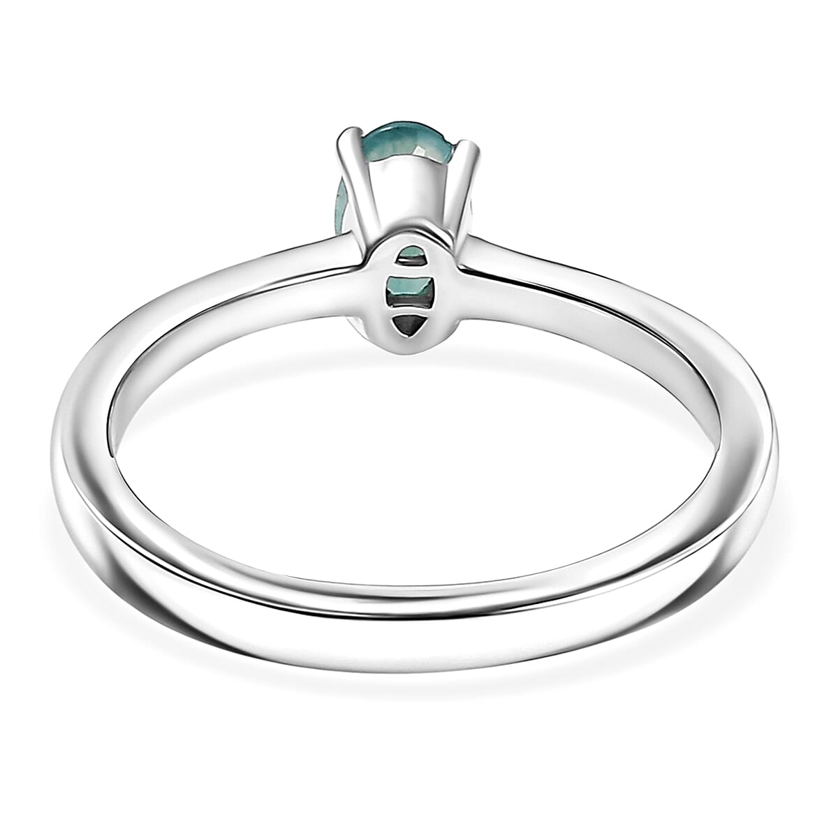D'Joy Premium Grandidierite 0.50 ctw Solitaire Ring in Rhodium Over Sterling Silver (Size 8.0)