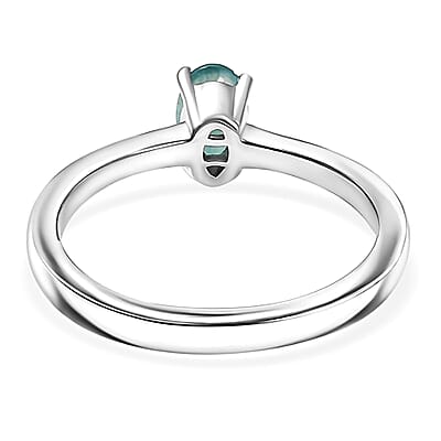D'Joy Premium Grandidierite 0.50 ctw Solitaire Ring in Rhodium Over Sterling Silver (Size 8.0)