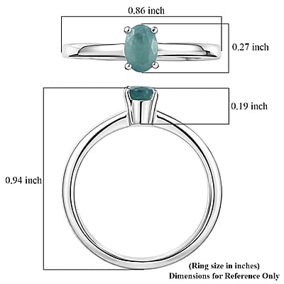 D'Joy Premium Grandidierite 0.50 ctw Solitaire Ring in Rhodium Over Sterling Silver (Size 8.0)