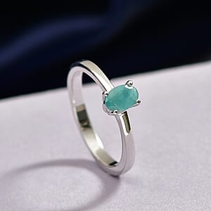 D'Joy Premium Grandidierite 0.50 ctw Solitaire Ring in Rhodium Over Sterling Silver (Size 9.0)