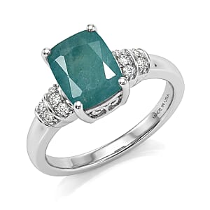 D'Joy Premium Grandidierite and Moissanite 2.65 ctw Ring in Rhodium Over Sterling Silver (Size 10.0)