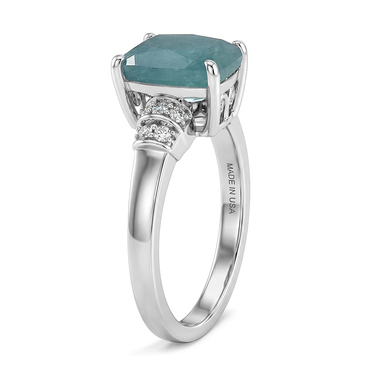 D'Joy Premium Grandidierite and Moissanite 2.65 ctw Ring in Rhodium Over Sterling Silver (Size 10.0) image number 3