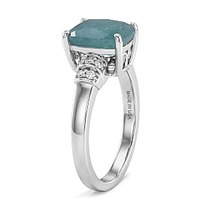 D'Joy Premium Grandidierite and Moissanite 2.65 ctw Ring in Rhodium Over Sterling Silver (Size 10.0)